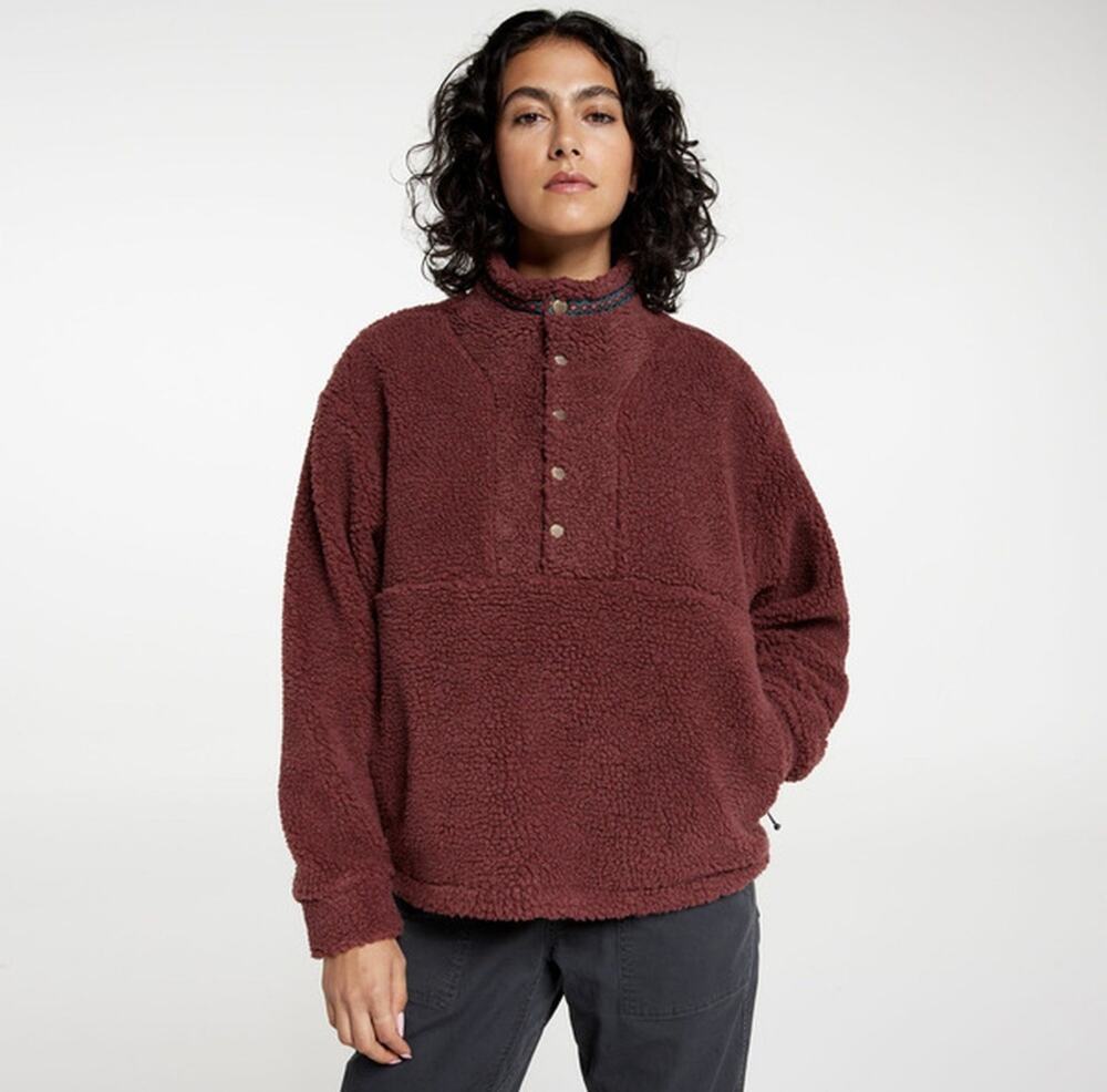 Alpine Design 1/4 Snap Sherpa Dark Auburn Pullover Size XS NWT